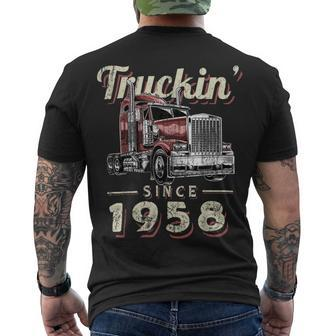 Trucker Truckin Since 1958 Trucker Big Rig Driver 64Th Birthday Men's T-shirt Back Print - Seseable
