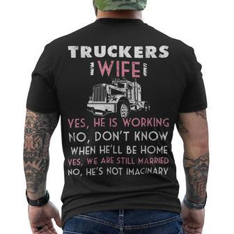 Trucker Trucker Wife Shirt Not Imaginary Truckers Wife T Shirts Men's T-shirt Back Print - Seseable