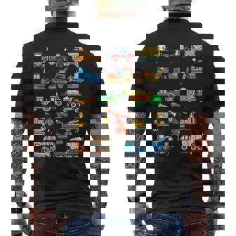 Trucks Excavator Cement Truck Bulldozer Construction Vehicle Men's T-shirt Back Print - Thegiftio