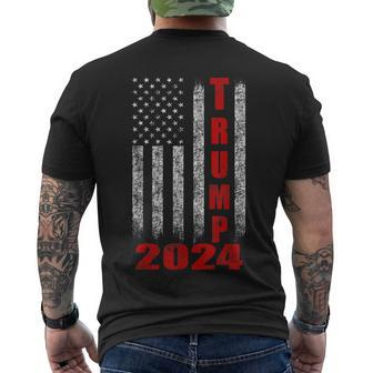 Trump 2024 American Flag Design Tshirt Men's Crewneck Short Sleeve Back Print T-shirt - Monsterry AU