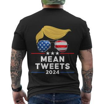 Trump 2024 Mean Tweets Usa Flag Sunglasses Funny Political Gift Men's Crewneck Short Sleeve Back Print T-shirt - Monsterry CA