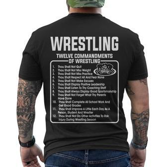 Twelve Commandments Of Wrestling Tshirt Men's Crewneck Short Sleeve Back Print T-shirt - Monsterry