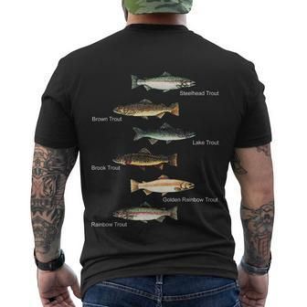 Types Of Trout Fish Species Collection Fishing Men's Crewneck Short Sleeve Back Print T-shirt - Monsterry DE