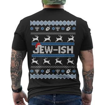 Ugly Hanukkah Sweater Jew-Ish Santa Men's Crewneck Short Sleeve Back Print T-shirt - Monsterry DE