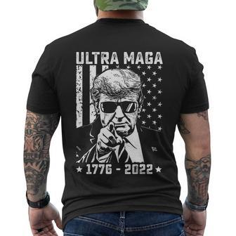 Ultra Maga Donald Trump American Flag Tshirt Men's Crewneck Short Sleeve Back Print T-shirt - Monsterry