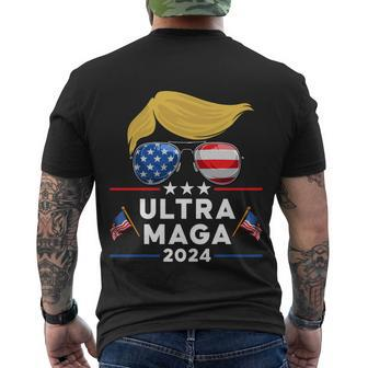 Ultra Maga Maga King Donald Trump American Flag Tshirt Men's Crewneck Short Sleeve Back Print T-shirt - Monsterry AU