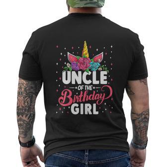 Uncle Of The Birthday Girl Uncle Funny Unicorn Birthday Men's Crewneck Short Sleeve Back Print T-shirt - Monsterry AU