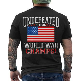 Undefeated 2-Time World War Champs Tshirt Men's Crewneck Short Sleeve Back Print T-shirt - Monsterry UK