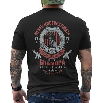 Never Understimate The Skill Of A Veteran Grandpa Men's T-shirt Back Print - Thegiftio UK