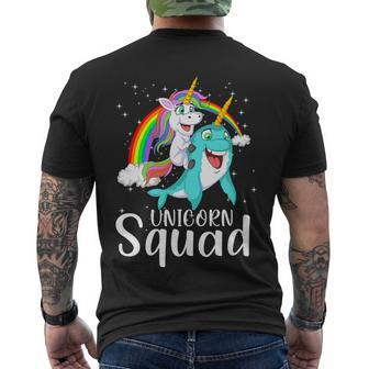 Unicorn Squad Magical Unicorn Riding Narwhal Men's Crewneck Short Sleeve Back Print T-shirt - Monsterry UK