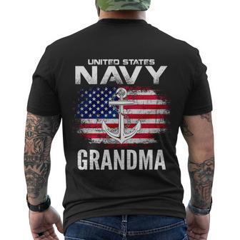 United States Vintage Navy With American Flag Grandma Gift Men's Crewneck Short Sleeve Back Print T-shirt - Monsterry CA