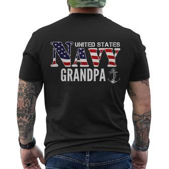 United States Vintage Navy With American Flag Grandpa Gift Great Gift Men's Crewneck Short Sleeve Back Print T-shirt - Monsterry DE