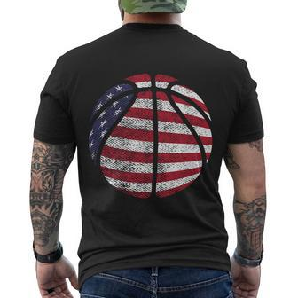 Us American Flag For Patriotic Basketball Gift Men's Crewneck Short Sleeve Back Print T-shirt - Monsterry