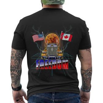 Usa American And Canada Flag Freedom Convoy 2022 Trucker Tshirt Men's Crewneck Short Sleeve Back Print T-shirt - Monsterry AU