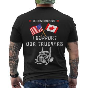Usa And Canada Supports Our Truckers Men's Crewneck Short Sleeve Back Print T-shirt - Monsterry DE