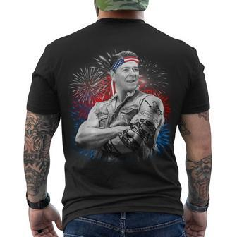 Usa Fireworks Patriotic Ronald Reagan Men's Crewneck Short Sleeve Back Print T-shirt - Monsterry
