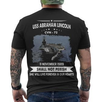 Uss Abraham Lincoln Cvn V2 Men's Crewneck Short Sleeve Back Print T-shirt - Monsterry