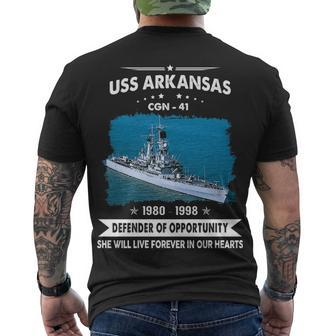 Uss Arkansas Cgn Men's Crewneck Short Sleeve Back Print T-shirt - Monsterry