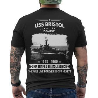 Uss Bristol Dd 857 Dd Men's Crewneck Short Sleeve Back Print T-shirt - Monsterry