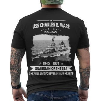 Uss Charles R Ware Dd Men's Crewneck Short Sleeve Back Print T-shirt - Monsterry