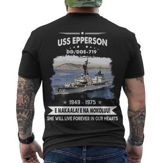 Uss Epperson Dd 719 Dde Men's Crewneck Short Sleeve Back Print T-shirt - Monsterry