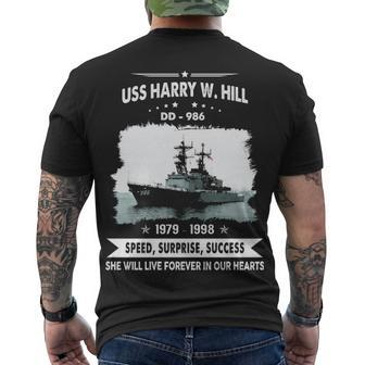 Uss Harry W Hill Dd 986 Dd Men's Crewneck Short Sleeve Back Print T-shirt - Monsterry DE