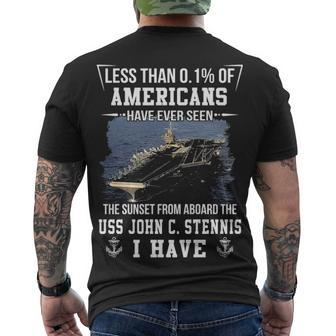 Uss John C Stennis Cvn 74 Sunset Men's Crewneck Short Sleeve Back Print T-shirt - Monsterry DE