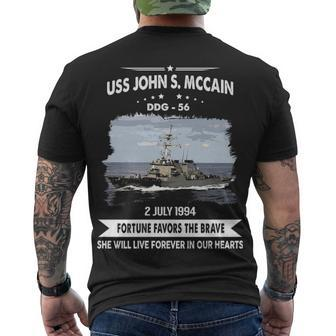 Uss John S Mccain Ddg V2 Men's Crewneck Short Sleeve Back Print T-shirt - Monsterry CA
