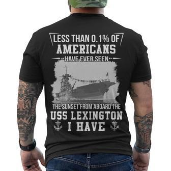 Uss Lexington Cv 2 Sunset Men's Crewneck Short Sleeve Back Print T-shirt - Monsterry