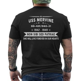Uss Mervine Dd 489 Dms Men's Crewneck Short Sleeve Back Print T-shirt - Monsterry AU