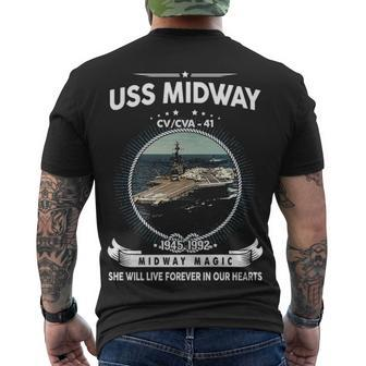 Uss Midway Cv 41 Front Style Men's Crewneck Short Sleeve Back Print T-shirt - Monsterry