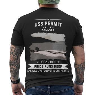 Uss Permit Ssn Men's Crewneck Short Sleeve Back Print T-shirt - Monsterry AU