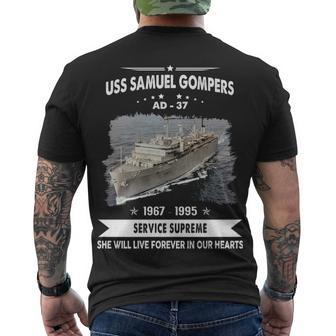 Uss Samuel Gompers Ad Men's Crewneck Short Sleeve Back Print T-shirt - Monsterry