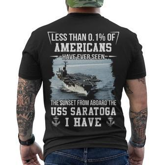 Uss Saratoga Cv 60 Cva 60 Sunset Men's Crewneck Short Sleeve Back Print T-shirt - Monsterry