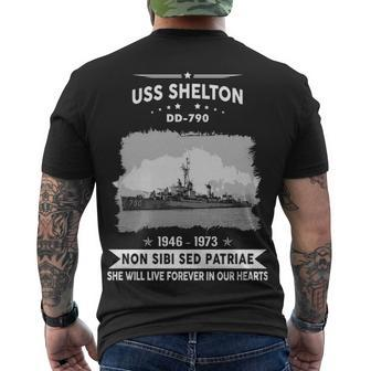Uss Shelton Dd 790 Dd Men's Crewneck Short Sleeve Back Print T-shirt - Monsterry DE