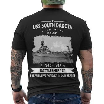 Uss South Dakota Bb Men's Crewneck Short Sleeve Back Print T-shirt - Monsterry UK