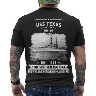 Uss Texas Bb 35 Battleship Men's Crewneck Short Sleeve Back Print T-shirt - Monsterry CA