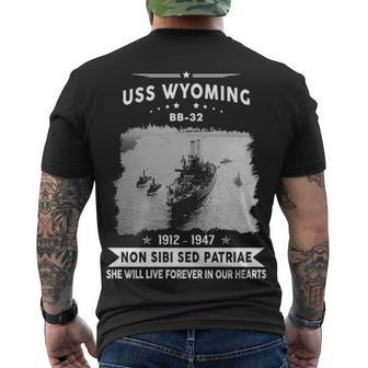 Uss Wyoming Bb Men's Crewneck Short Sleeve Back Print T-shirt - Monsterry