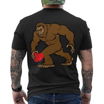 Valentines Day Bigfoot Heart Sasquatch Men's Crewneck Short Sleeve Back Print T-shirt - Monsterry DE