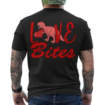 Valentines Day Love Bites Dinosaur Men's Crewneck Short Sleeve Back Print T-shirt - Monsterry