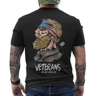 Veterans Never Give Up Men's Crewneck Short Sleeve Back Print T-shirt - Monsterry DE