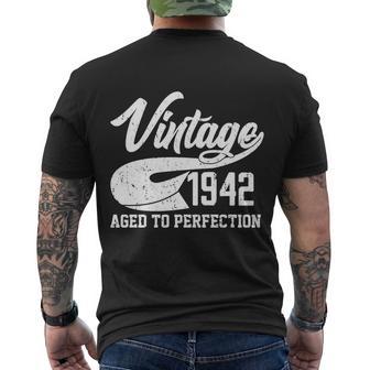 Vintage 1942 Aged To Perfection 80Th Birthday Men's Crewneck Short Sleeve Back Print T-shirt - Monsterry AU