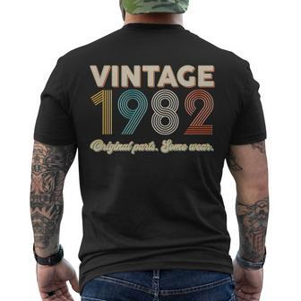 Vintage 1982 Original Parts Some Wear 40Th Birthday Men's Crewneck Short Sleeve Back Print T-shirt - Monsterry