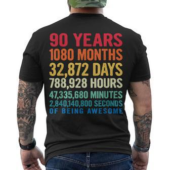 Vintage 90 Years Of Being Awesome Unique 90Th Birthday Men's T-shirt Back Print - Seseable