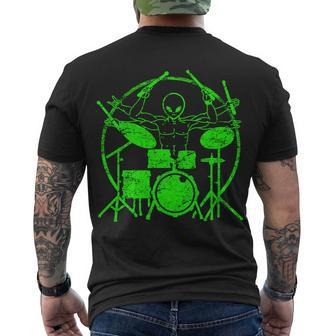 Vintage Alien Drummer Men's Crewneck Short Sleeve Back Print T-shirt - Monsterry