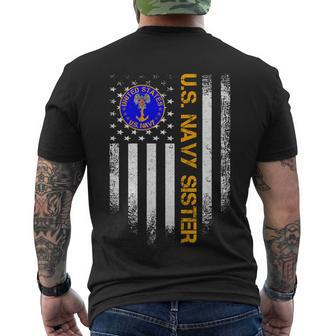 Vintage American Flag Proud Us Navy Sister Veteran Military Men's T-shirt Back Print - Thegiftio UK