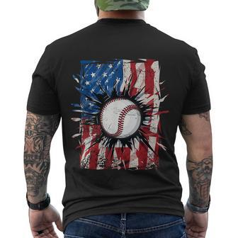 Vintage Baseball 4Th Of July Men Usa American Flag Men's Crewneck Short Sleeve Back Print T-shirt - Monsterry
