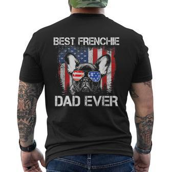 Vintage Best Frenchie Dad Ever Us Flag Dog Dad Fathers Day Men's T-shirt Back Print - Thegiftio UK