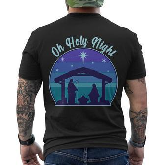 Vintage Christmas Oh Holy Night Nativity Scene Men's Crewneck Short Sleeve Back Print T-shirt - Monsterry