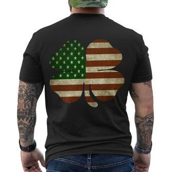 Vintage Clover Irish American Flag Tshirt Men's Crewneck Short Sleeve Back Print T-shirt - Monsterry